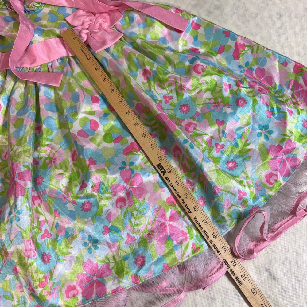 Jona Michelle Girls Floral Party Dress‎ Pink Green Blue Tulle Bow CO8614 Size 5 - Picture 8 of 16
